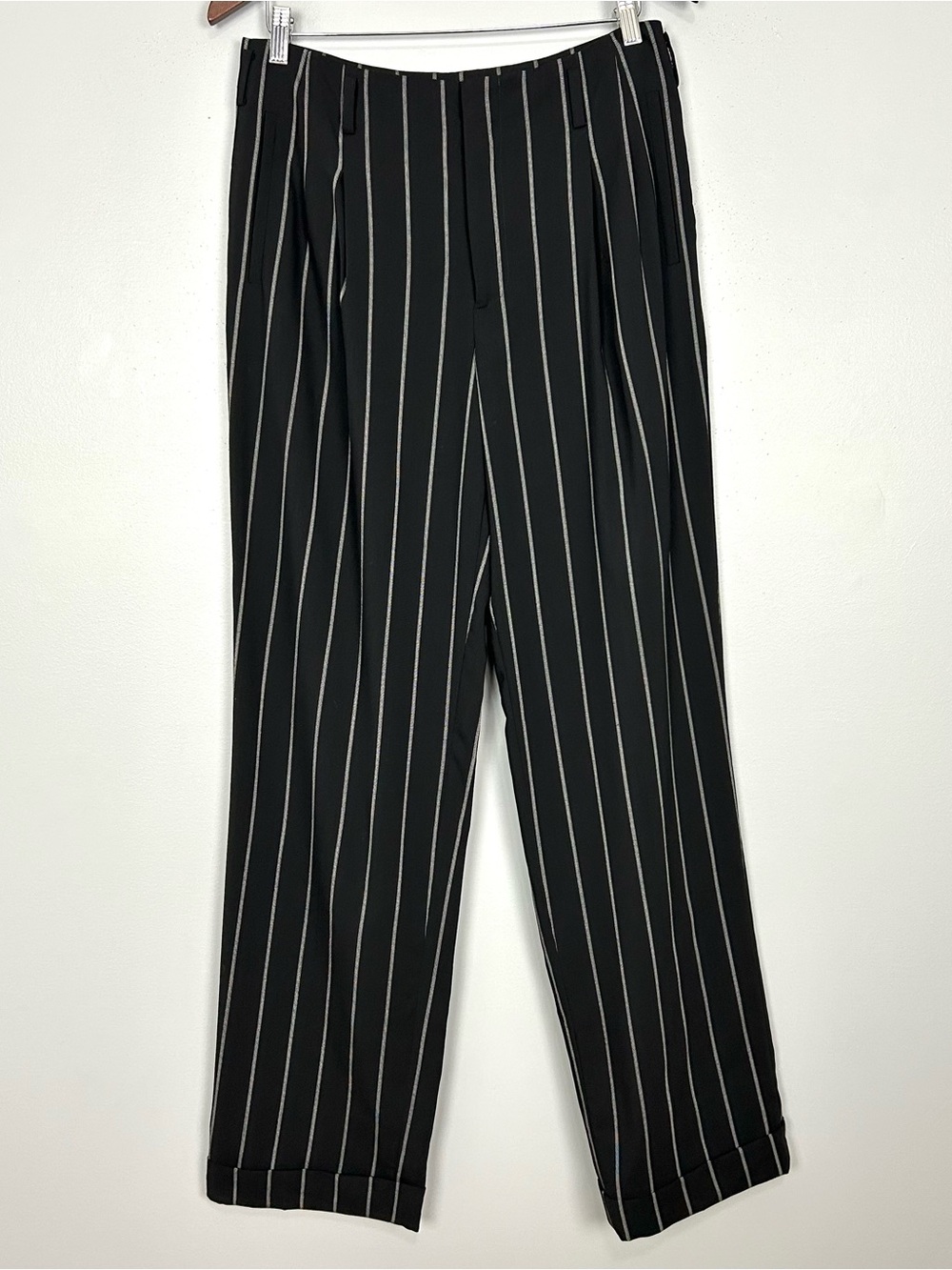 Ralph Lauren Purple Label Wool Trousers Women’s Size 6 Pinstripe Made in Italy